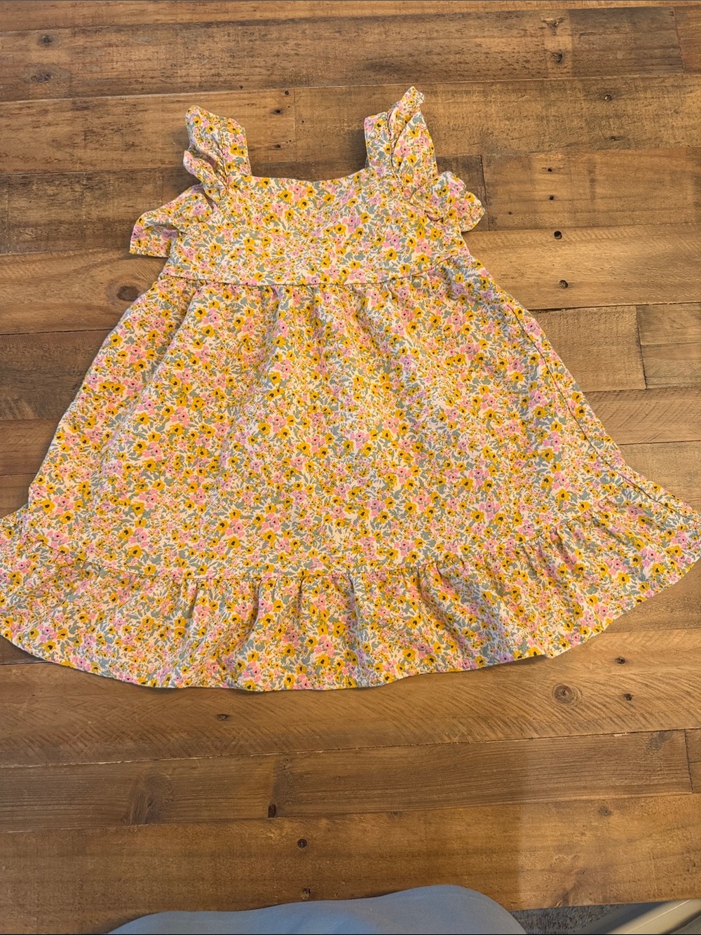 Cat & Jack Yellow Floral Ruffle Strap Dress